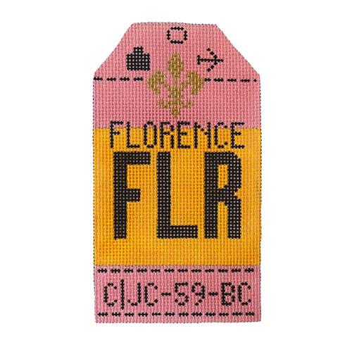 Florence Vintage Travel Tag Painted Canvas The Plum Stitchery 