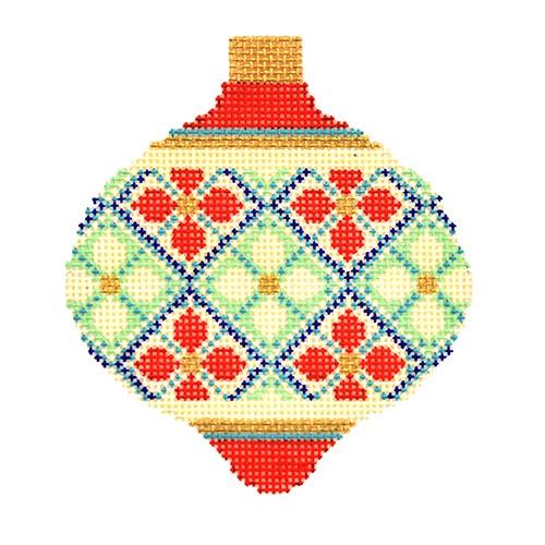 Florentine Baubles   Floral Lattice Painted Canvas Kirk & Bradley 
