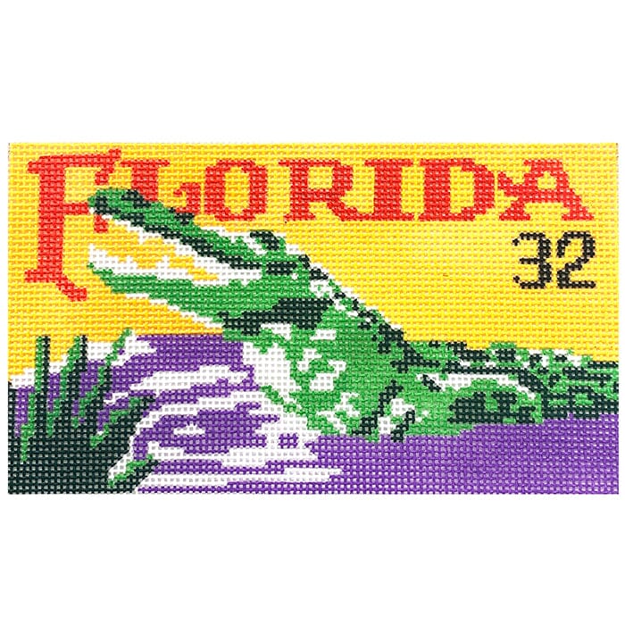 Florida Alligator on 18 Painted Canvas Atlantic Blue Canvas 