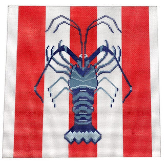 Florida Lobster Striped   Red Painted Canvas Atlantic Blue Canvas 
