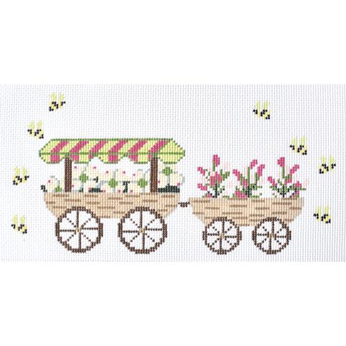 Flower Cart Pillow Painted Canvas J. Child Designs  - 1