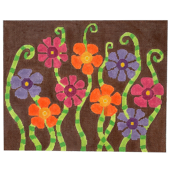 Flower Fields Fall Painted Canvas Eye Candy Needleart  - 1