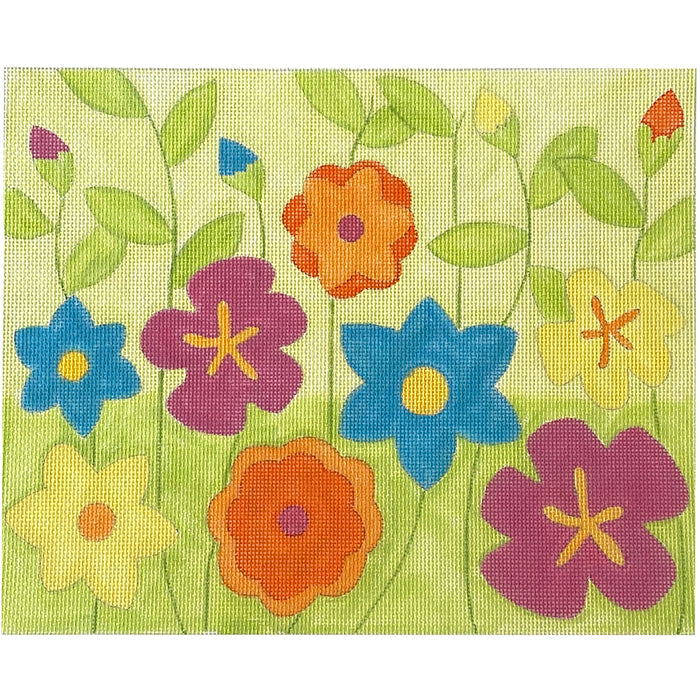 Flower Fields Spring Painted Canvas Eye Candy Needleart  - 1