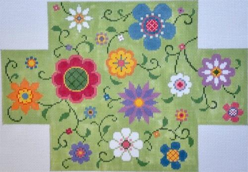 Flower Pops Brick Cover Painted Canvas Susan Roberts Needlepoint Designs, Inc. 