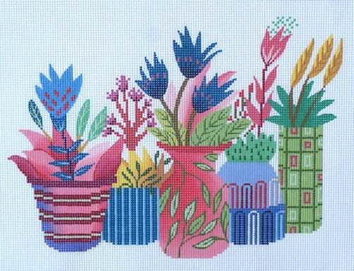 Flower Pots Painted Canvas Lee's Needle Art Inc.  - 1