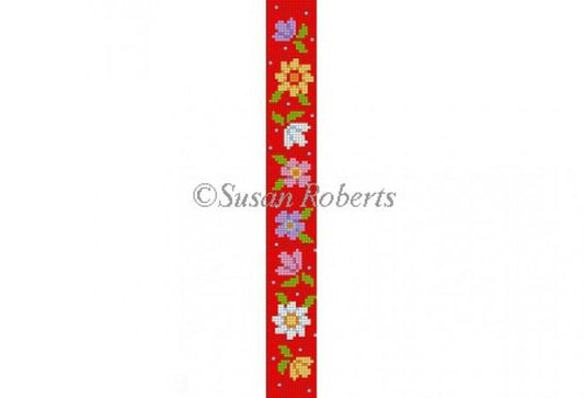 Flowers Key Fob Painted Canvas Susan Roberts Needlepoint Designs Inc. 