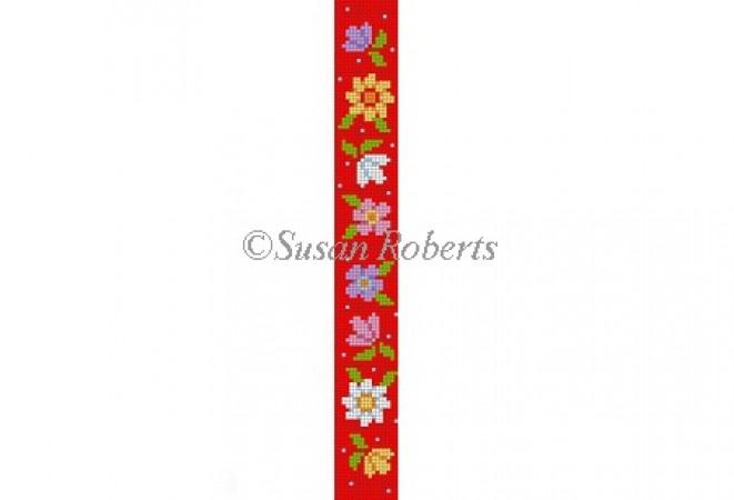 Flowers Key Fob Painted Canvas Susan Roberts Needlepoint Designs Inc.  - 1