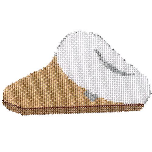 Fluffy Mule Slipper   Brown Painted Canvas Audrey Wu Designs 
