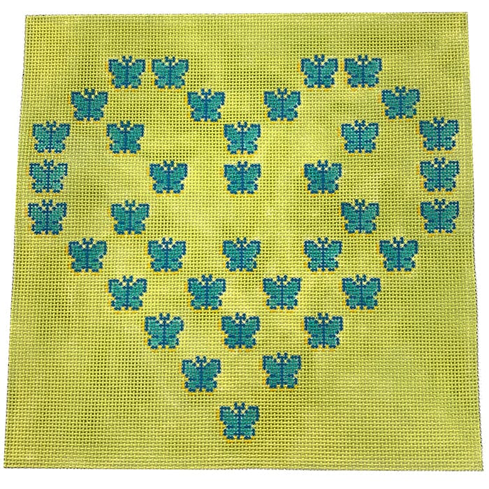 Fluttering Heart Square 1 Painted Canvas All About Stitching/The Collection Design 