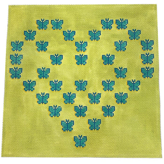 Fluttering Heart Square 1 Painted Canvas All About Stitching/The Collection Design 