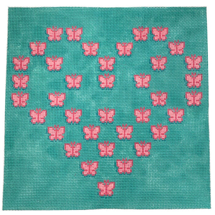 Fluttering Heart Square 2 Painted Canvas All About Stitching/The Collection Design 