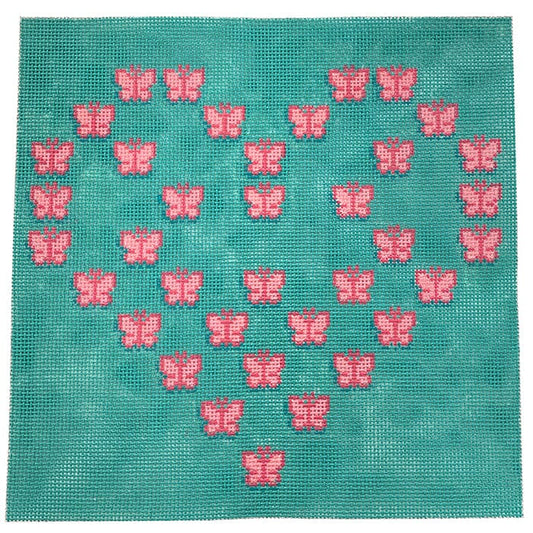 Fluttering Heart Square 2 Painted Canvas All About Stitching/The Collection Design 