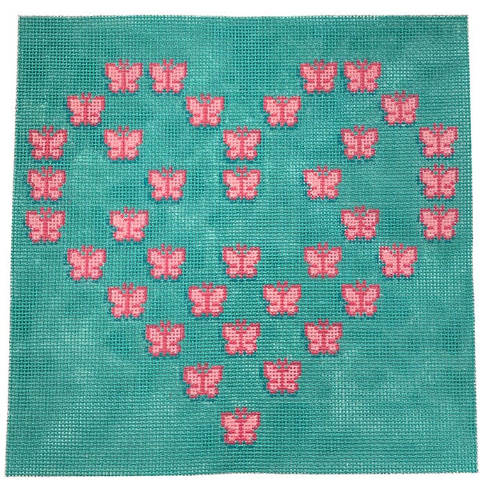 Fluttering Heart Square 2 Painted Canvas All About Stitching/The Collection Design  - 1