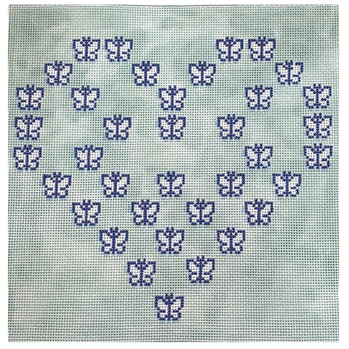 Fluttering Heart Square 3 Painted Canvas All About Stitching/The Collection Design 