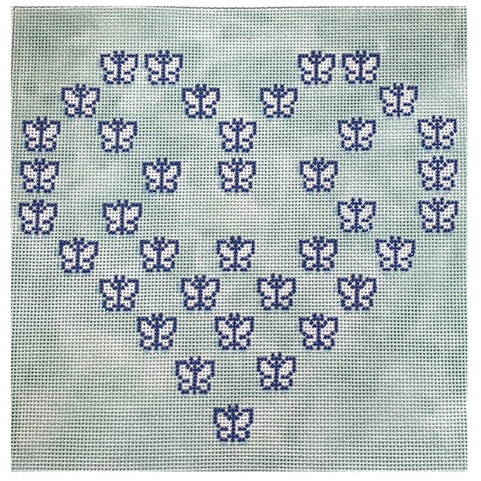 Fluttering Heart Square 3 Painted Canvas All About Stitching/The Collection Design 