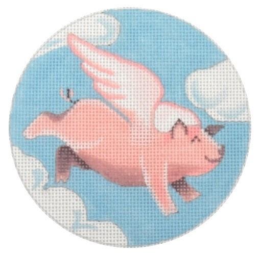 Flying Pig in Clouds Painted Canvas Pepperberry Designs  - 1
