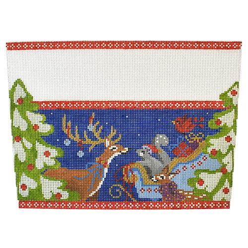 Folk Animals Stocking Cuff No. 2 Painted Canvas Abigail Cecile 