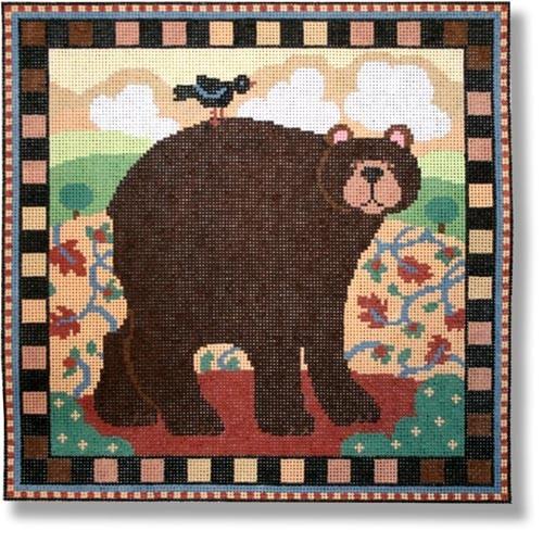 Folk Art Bear Painted Canvas CBK Needlepoint Collections  - 1