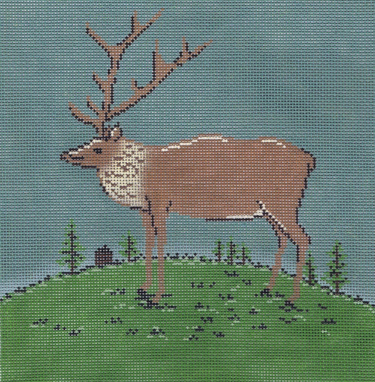 Folk Elk Painted Canvas Warren Kimble 