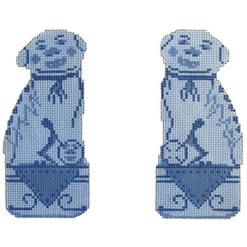 Foo Dogs Painted Canvas The Plum Stitchery  - 1