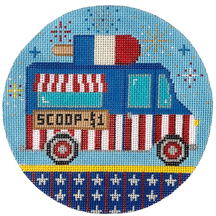 Food Truck   Red White & Scoop Painted Canvas The Meredith Collection  - 1