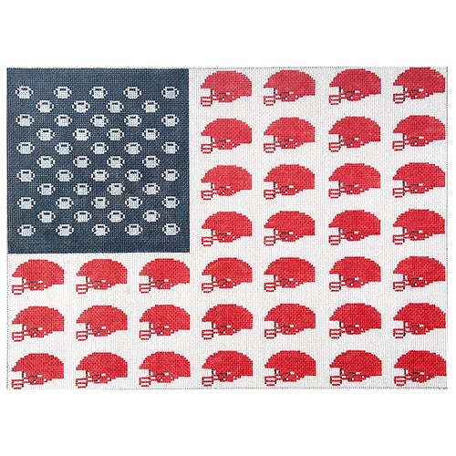 Football and Helmets Flag Painted Canvas All About Stitching/The Collection Design  - 1