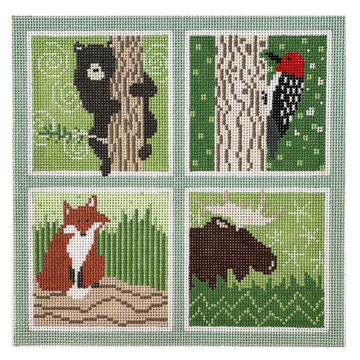 Forest Creatures Pillow Painted Canvas Pippin  - 1