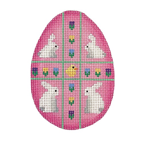 Four Bunnies on Pink Egg Painted Canvas Associated Talents  - 1