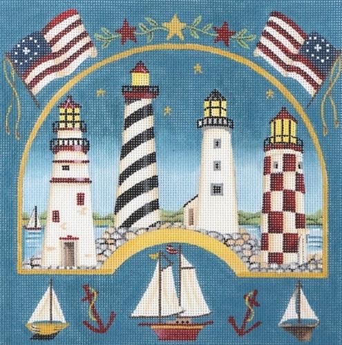 Four Lighthouses Painted Canvas Painted Pony Designs 