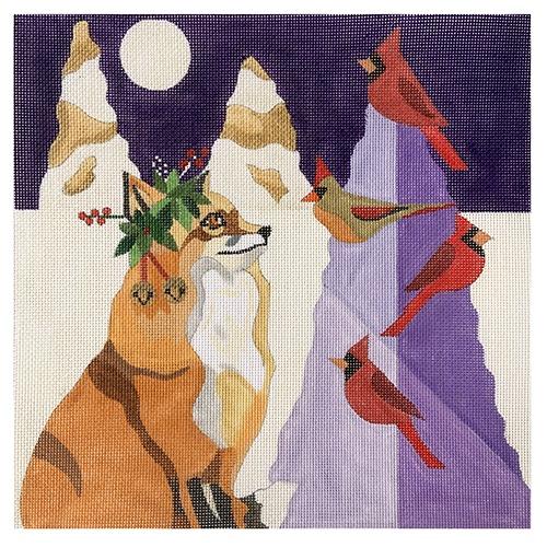 Fox and Cardinals Painted Canvas Melissa Prince Designs  - 1
