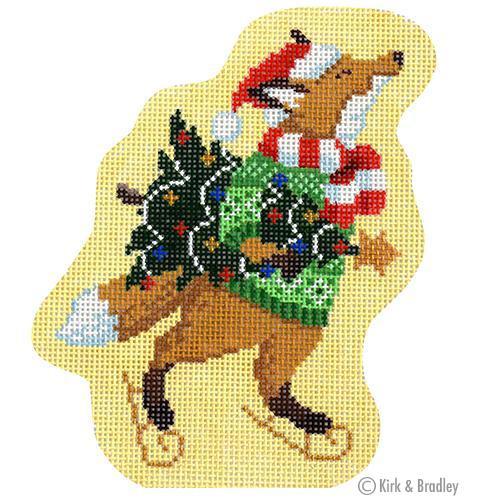 Fox & Fir Tree Painted Canvas Kirk & Bradley 
