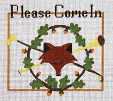Fox & Horn "Come In" Painted Canvas The Meredith Collection  - 1