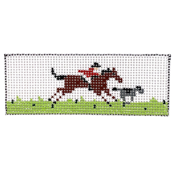Fox Hunt with Leather Key Chain Painted Canvas The Meredith Collection  - 1