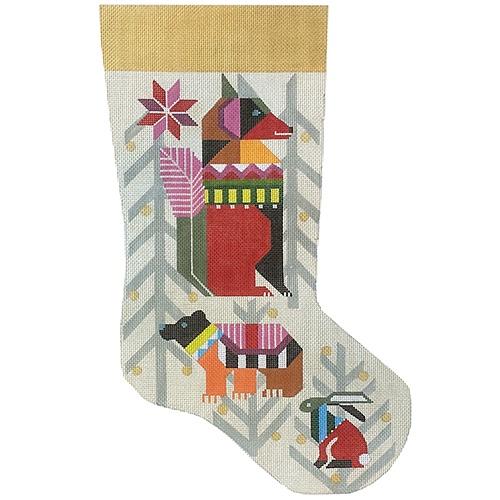 Fox Stocking Painted Canvas Melissa Prince Designs 