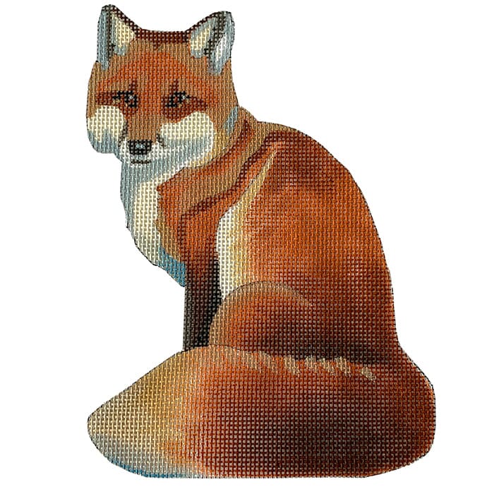 Fox, Vertical, 41⁄2" x 61⁄4" on 11" x 121⁄2" Painted Canvas Susan Roberts Needlepoint Designs Inc. 