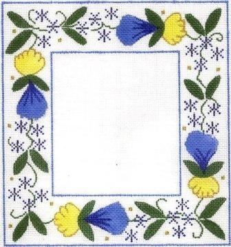 Frame   Blue, Yellow, White Painted Canvas Cooper Oaks Design 
