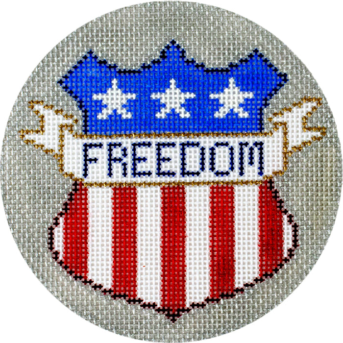 Freedom Shield Round Painted Canvas Vallerie Needlepoint Gallery  - 1