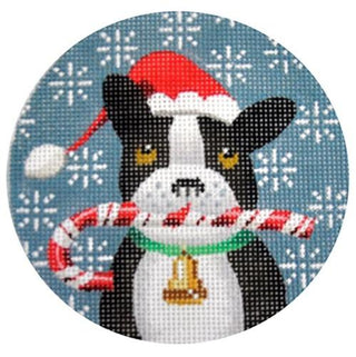 French Bulldog Xmas Circle Painted Canvas Kirk & Bradley 
