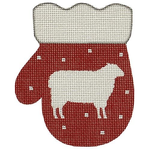 French Country Sheep Mitten Painted Canvas Pepperberry Designs 