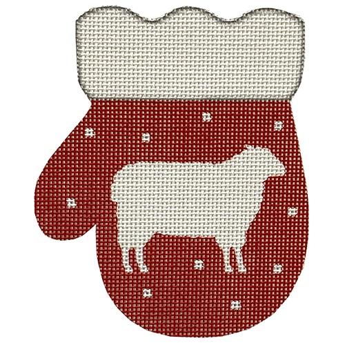 French Country Sheep Mitten Painted Canvas Pepperberry Designs 
