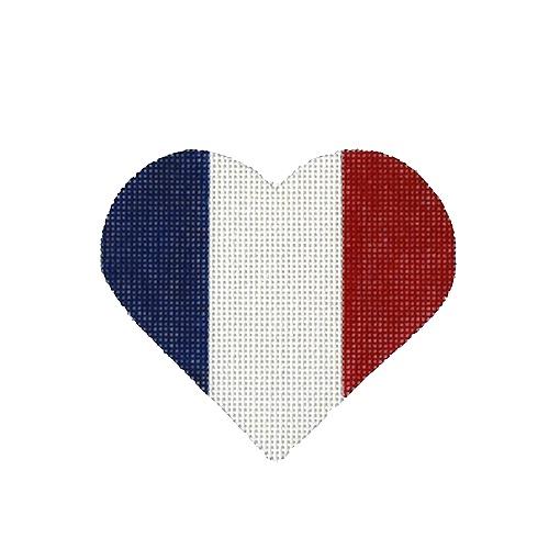 French Flag Heart Painted Canvas Pepperberry Designs  - 1