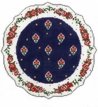 French Plate - Red, Blue, White Painted Canvas Cooper Oaks Design 