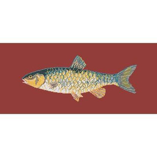 Freshwater Chub Needlepoint Kit Kits Elizabeth Bradley Design Dark Red 
