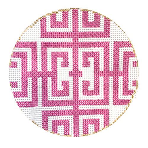 Fret in Pink Painted Canvas The Plum Stitchery 