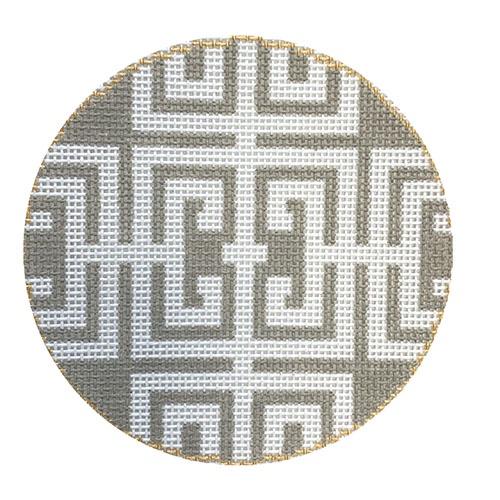 Fret in Taupe Painted Canvas The Plum Stitchery  - 1