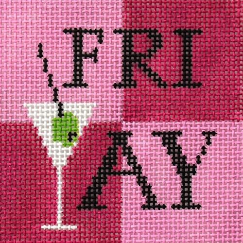 FriYay (pink) Painted Canvas Vallerie Needlepoint Gallery  - 1