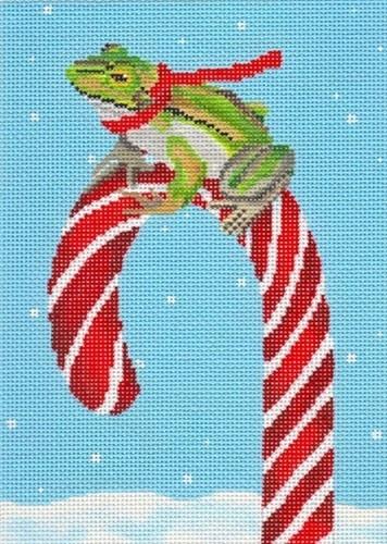 Frog & Candy Cane Painted Canvas Scott Church Creative 