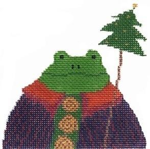 Frog Ornament Painted Canvas Cooper Oaks Design  - 1