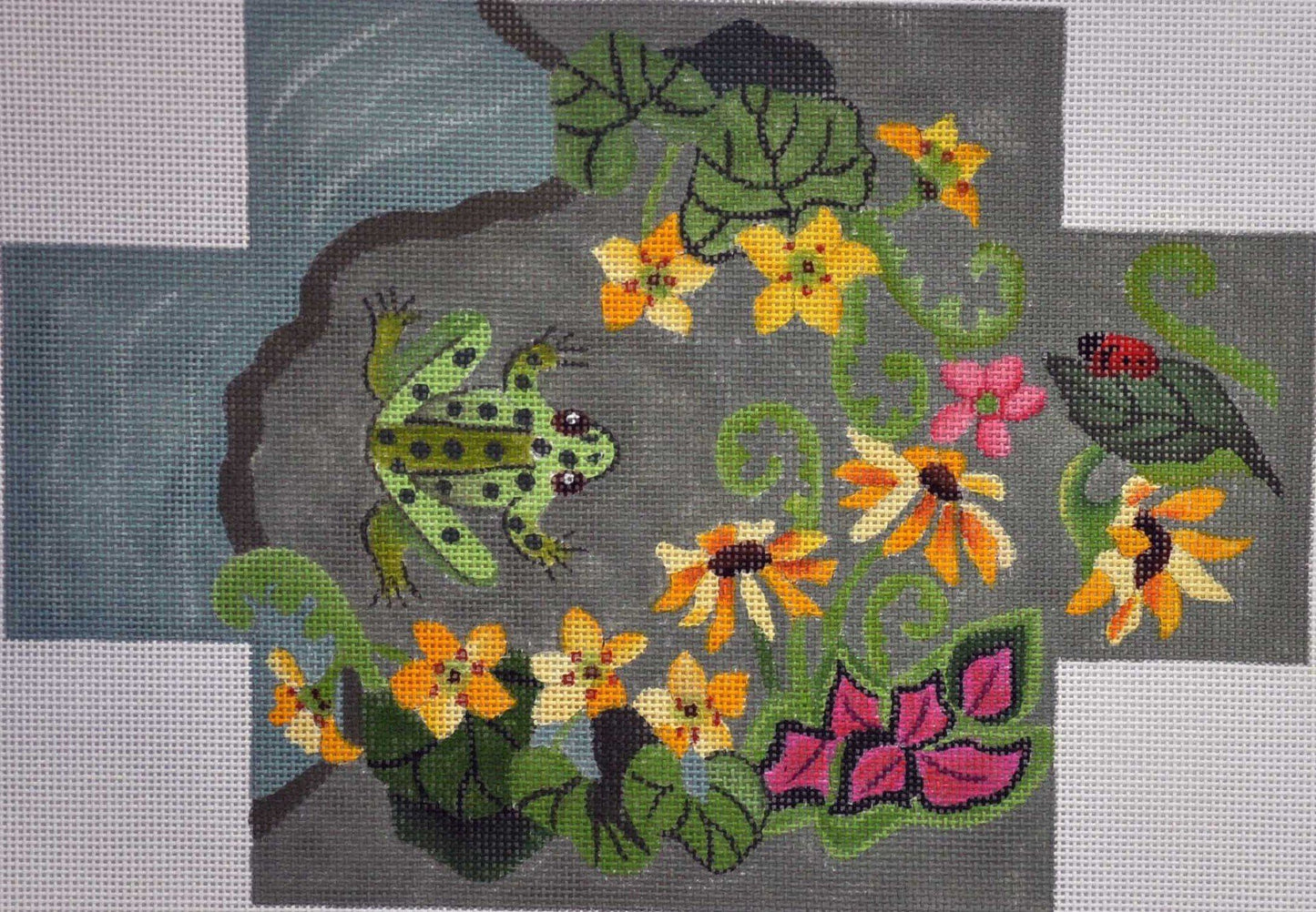 Frog Pond Painted Canvas Julie Mar Needlepoint Designs 