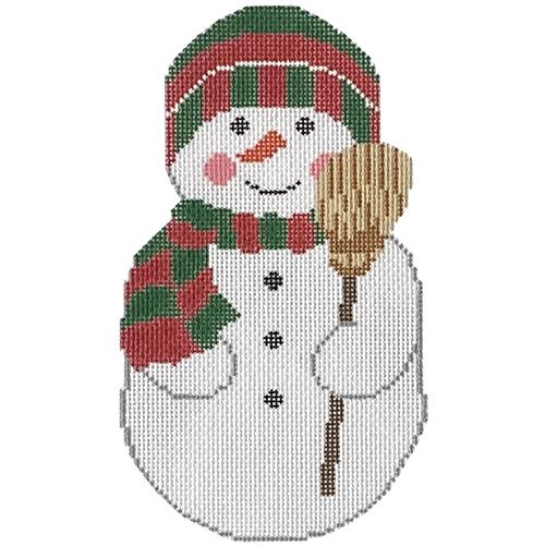 Frosty the Snowman Ornament Painted Canvas Silver Needle 